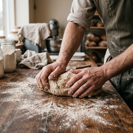 Baker kneading dough